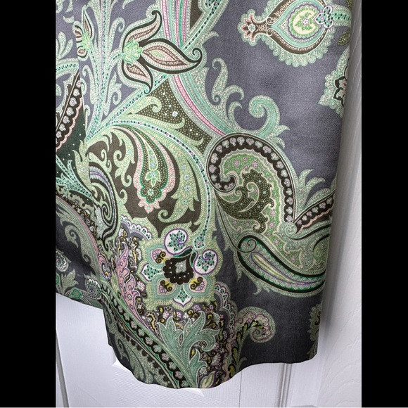 ETRO Italy Paisley Skirt Wool Silk Gray Green Purple designer Italian A-Line - Picture 6 of 13
